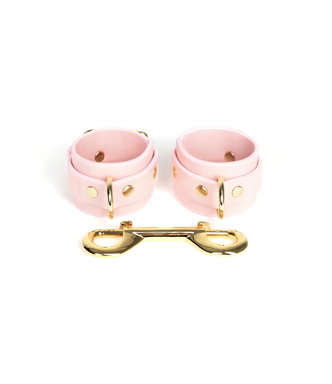 Ora Leather Handcuffs Pink & Gold