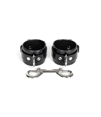 Ora Leather Handcuffs Black & Silver