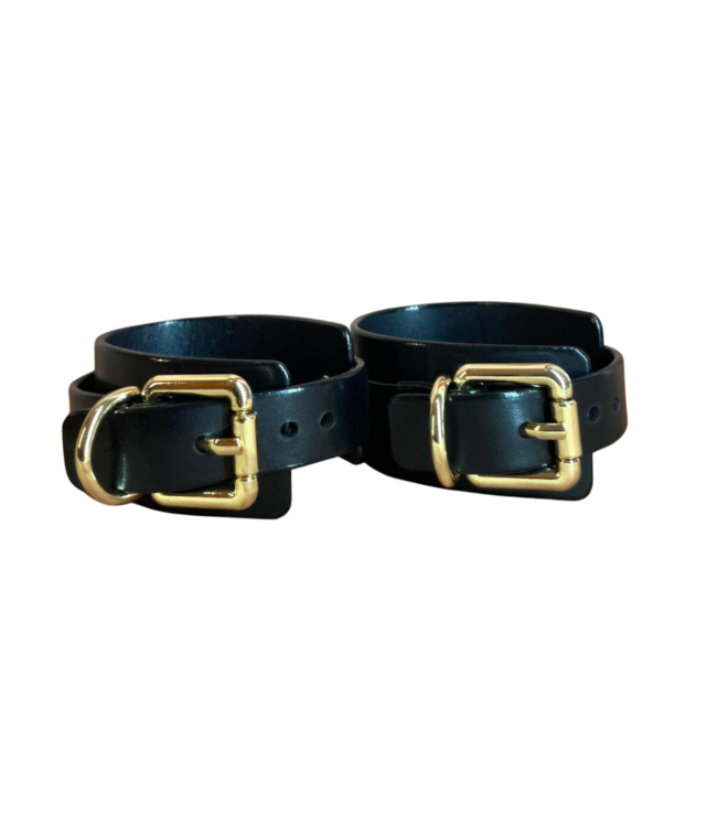 Ora Leather Handcuffs Black & Gold