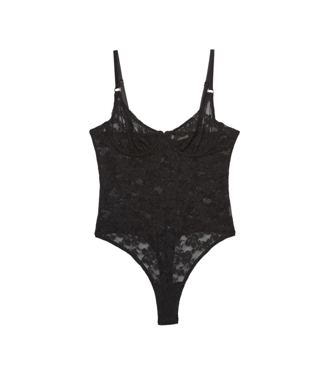 Le Stretch Lace Bodysuit Black - Honey Gifts