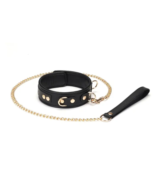 Dark Secret Leather Collar With Leash