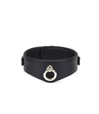 Dark Secret Curved Leather Collar With Lock