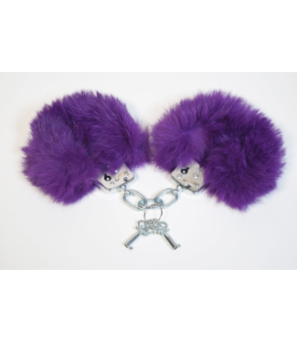 Purple Fur & Metal Handcuffs