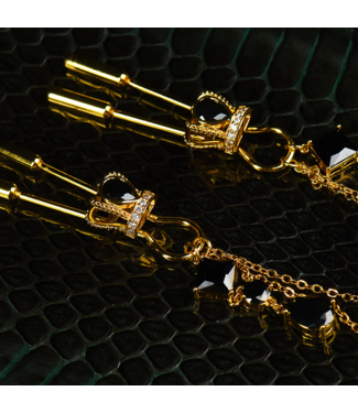 Crown and Dangling Side Decorations Chain Nipple Clamps