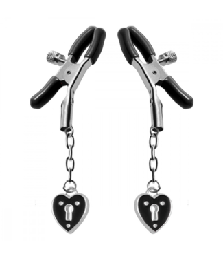 Heart Padlock Nipple Clamps Black