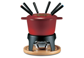 Sierra 11PC Cast Iron Fondue Set - Cherry
