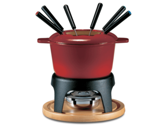 Sierra 11PC Cast Iron Fondue Set - Cherry