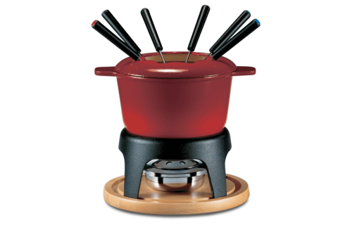 Sierra 11PC Cast Iron Fondue Set - Cherry