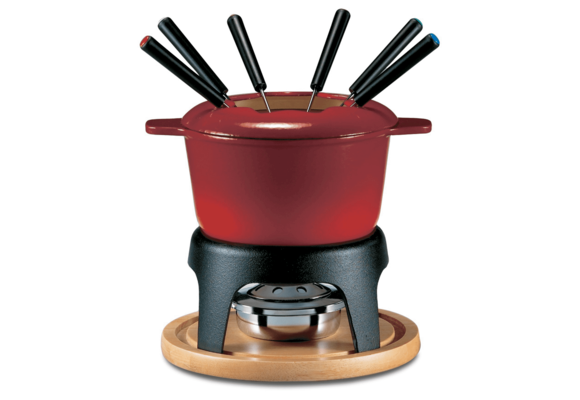 Sierra 11PC Cast Iron Fondue Set - Cherry