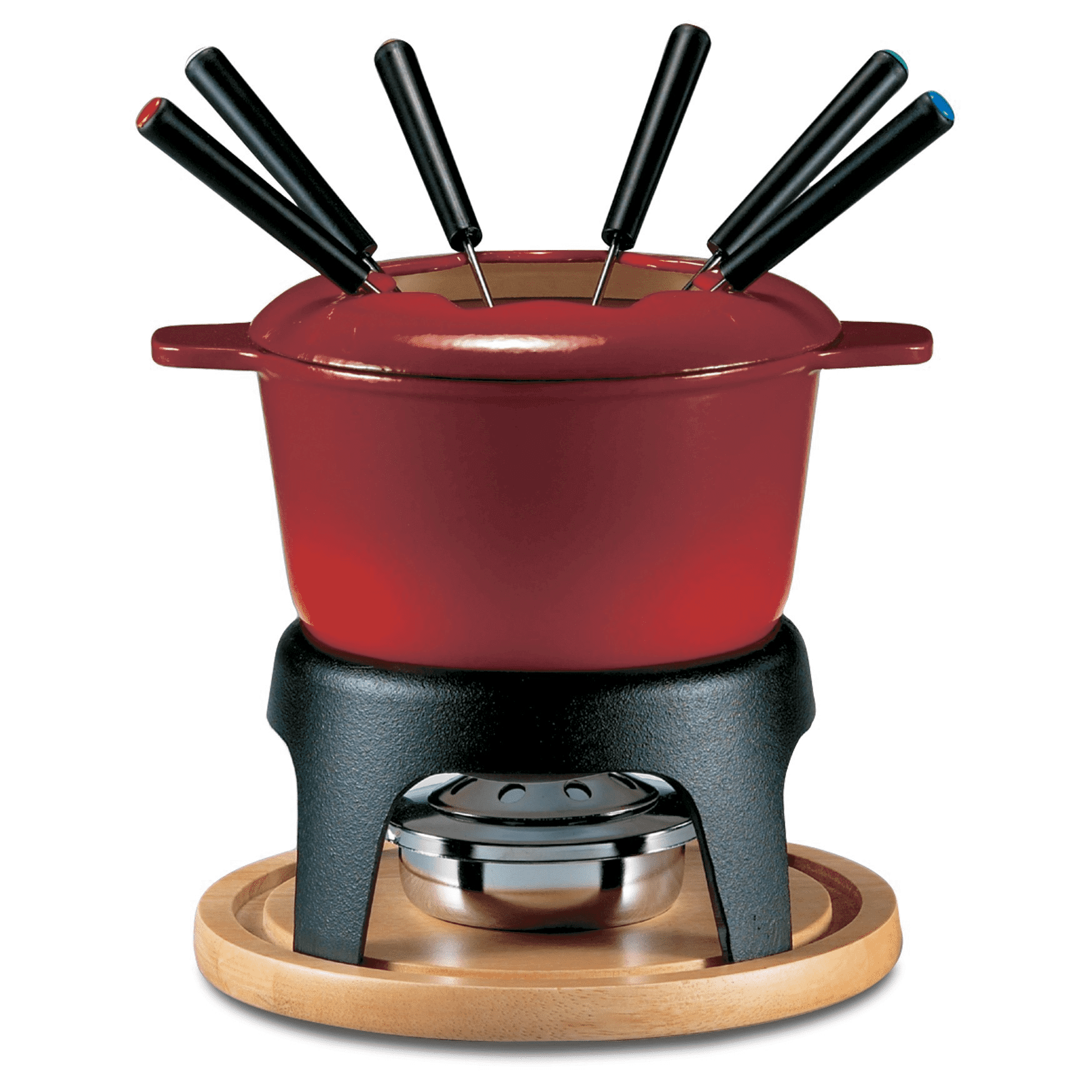 Sierra 11PC Cast Iron Fondue Set - Cherry