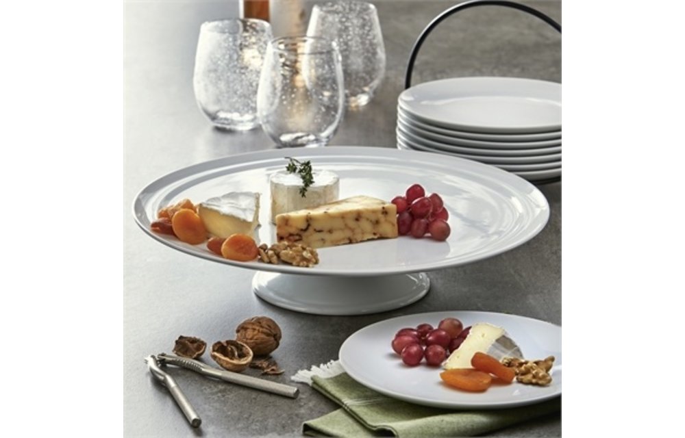 Whiteware Pedestal Cake Plate