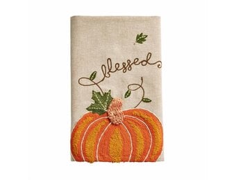 Towel Embroidered Pumpkin Blessed