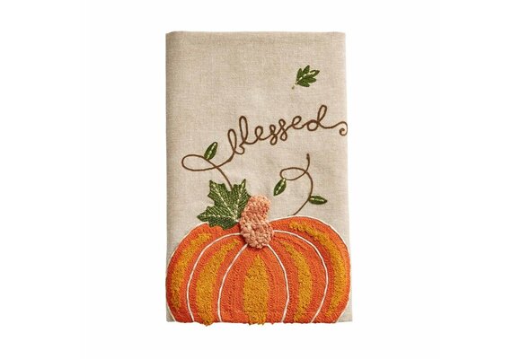 Towel Embroidered Pumpkin Blessed