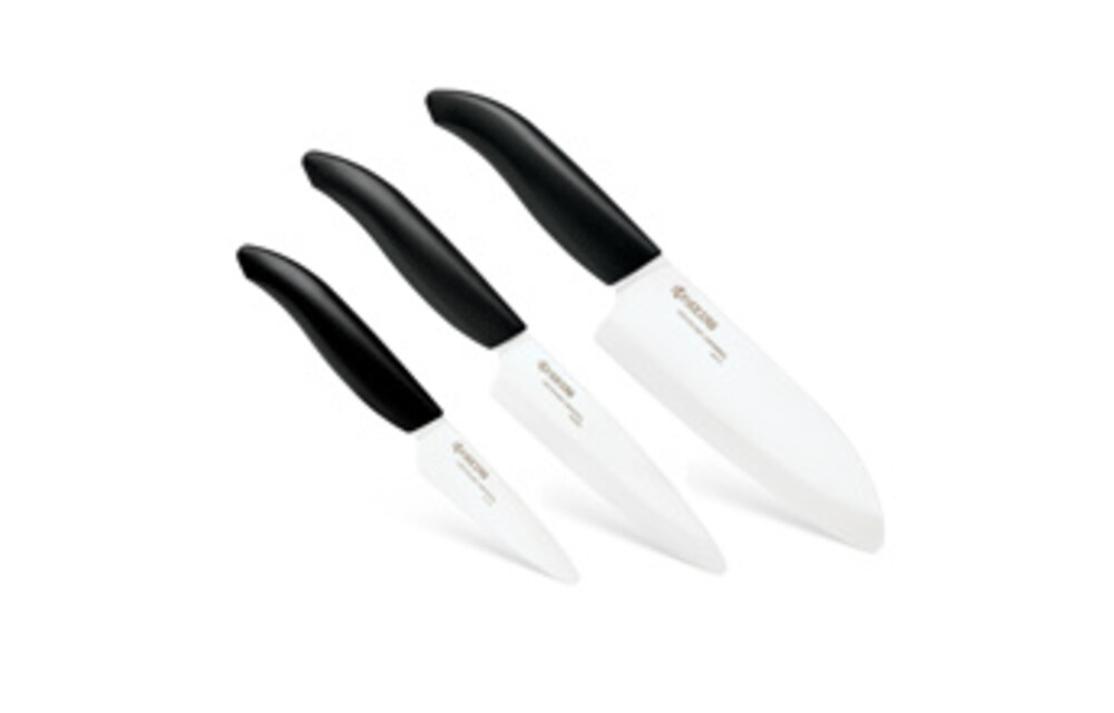 3 Piece Knife Set, Black Handle