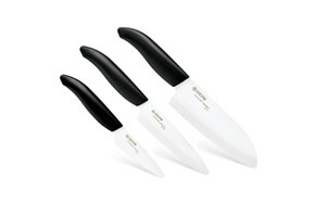 3 Piece Knife Set, Black Handle