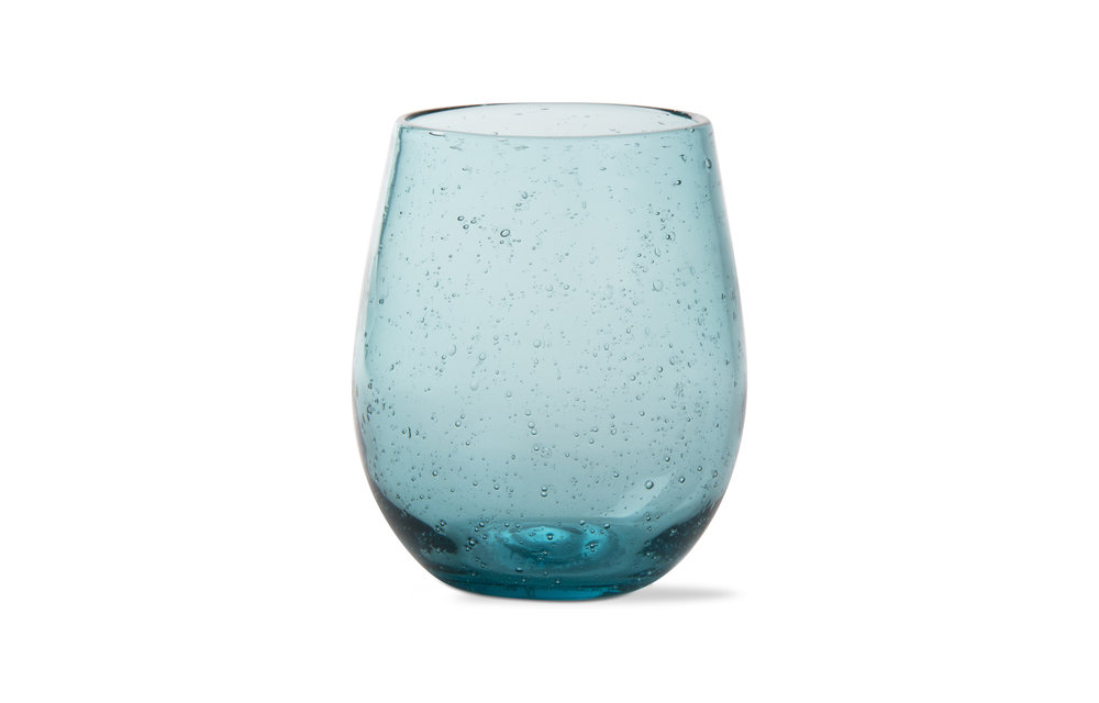 Bubble Glass Aqua Stemless