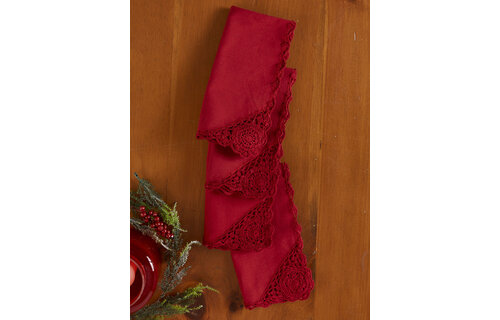 Napkin Cora's Crochet Red