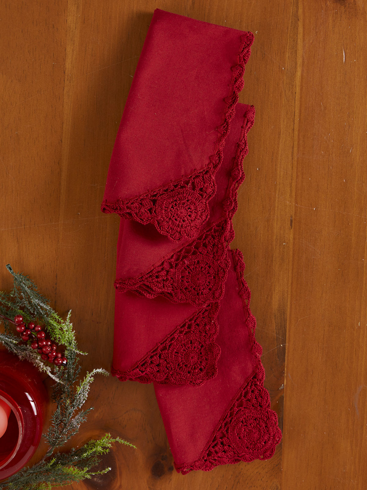 Napkin Cora's Crochet Red