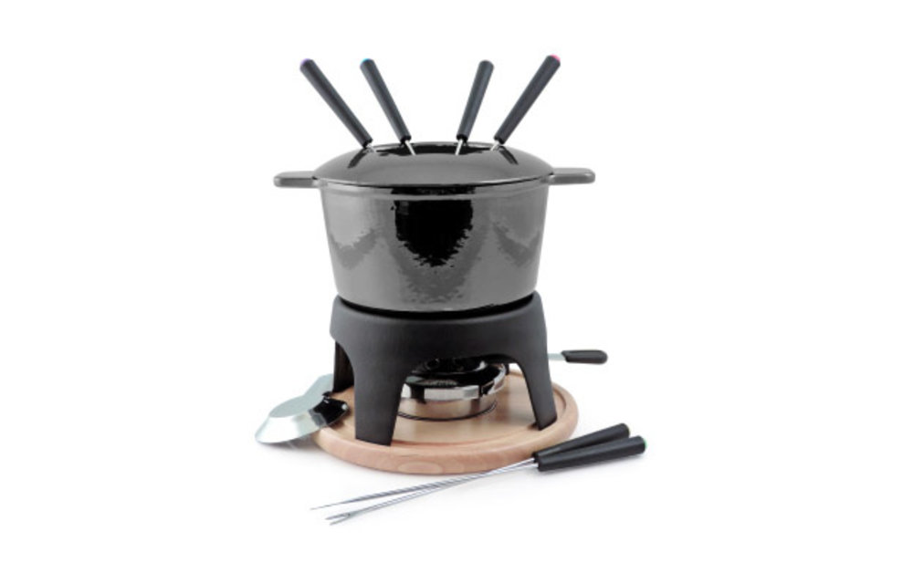 Sierra 11PC Cast Iron Fondue Set - Metallic Black
