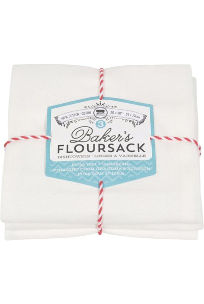 Flour Sack Baker's White S/3