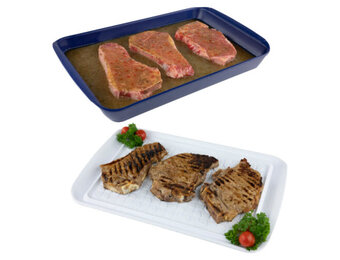 Marinade Tray With Lid 17" - Blue