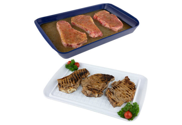 Marinade Tray With Lid 17" - Blue