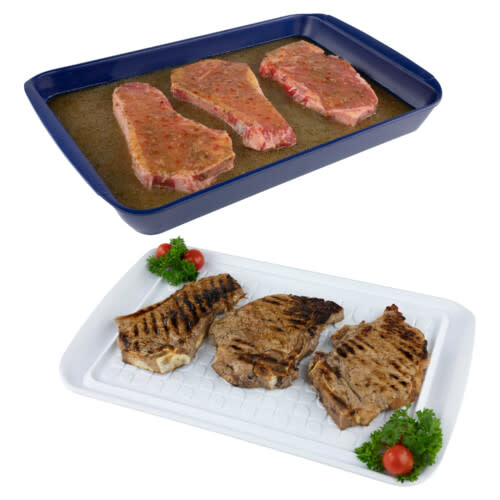 Marinade Tray With Lid 17" - Blue