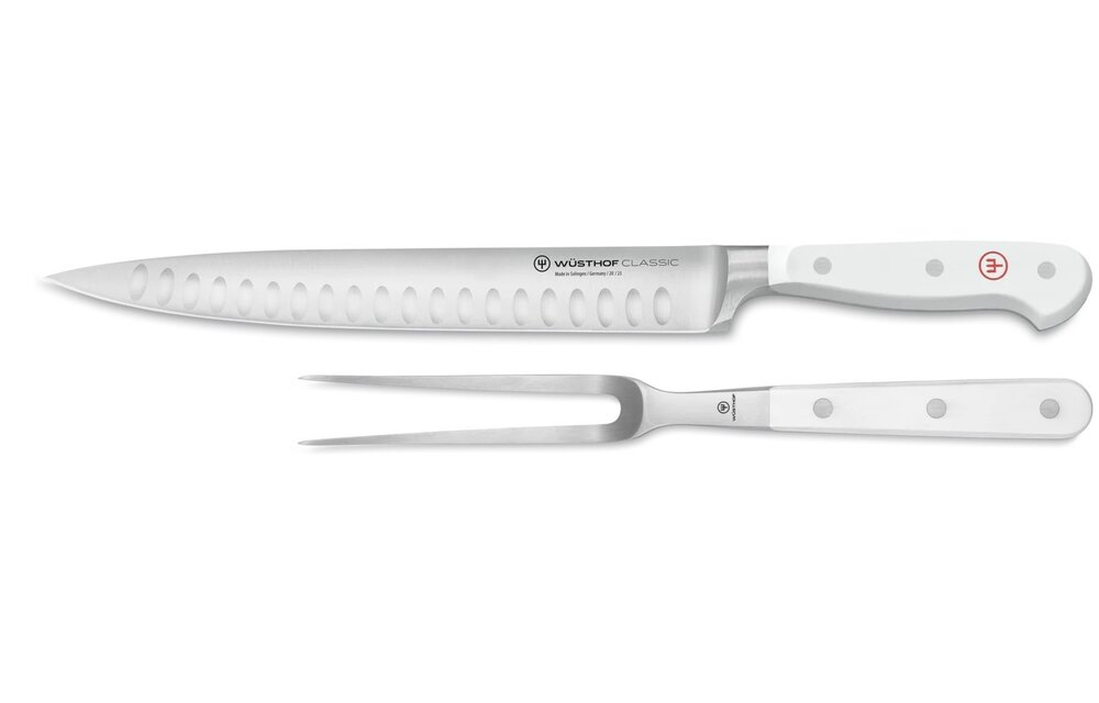 CLASSIC Carving Set White, Hollow Edge