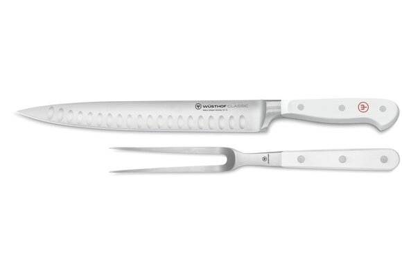 CLASSIC Carving Set White, Hollow Edge