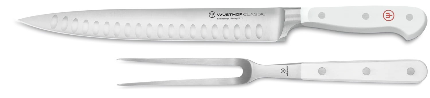 CLASSIC Carving Set White, Hollow Edge
