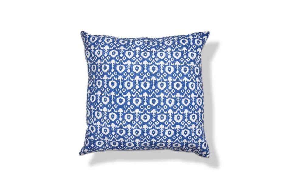 Ikat Flower Block Print Pillow Blu Multi