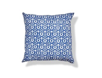 Ikat Flower Block Print Pillow Blu Multi
