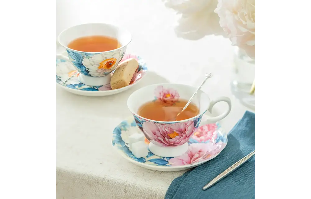 Empire Peony Blue 7oz Bone China Tea Cup and Saucer