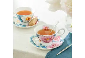 Empire Peony Blue 7oz Bone China Tea Cup and Saucer