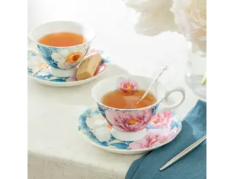Empire Peony Blue 7oz Bone China Tea Cup and Saucer