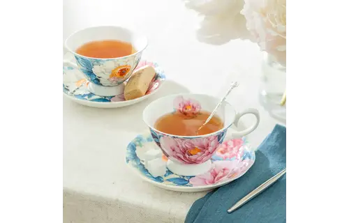 Empire Peony Blue 7oz Bone China Tea Cup and Saucer