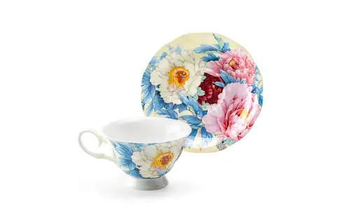 Empire Peony Blue 7oz Bone China Tea Cup and Saucer