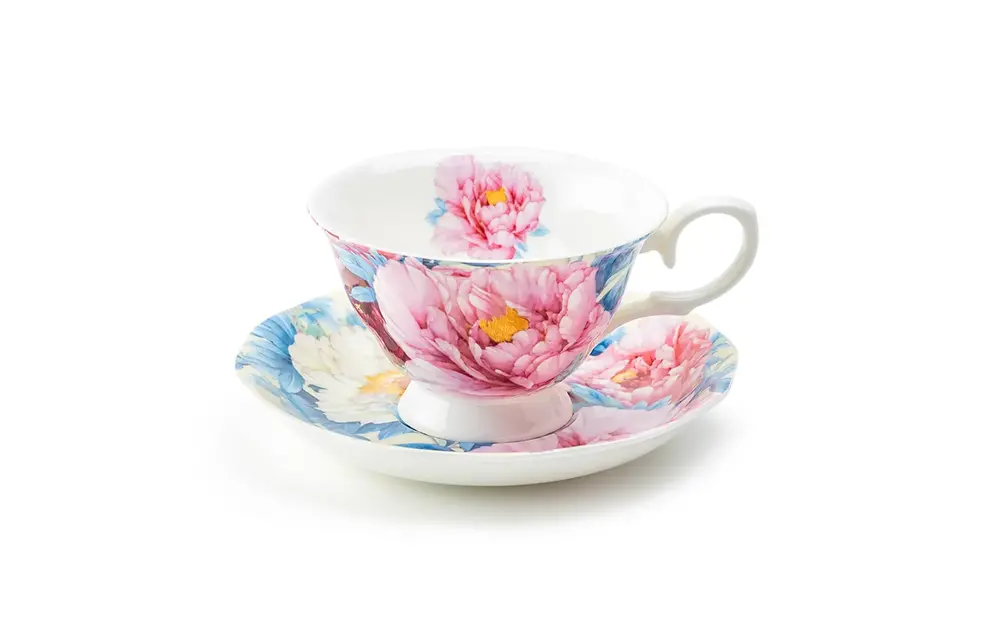 Empire Peony Blue 7oz Bone China Tea Cup and Saucer