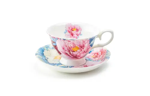 Empire Peony Blue 7oz Bone China Tea Cup and Saucer