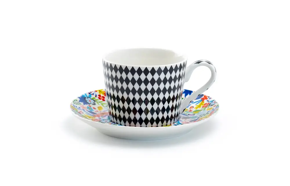 Mad Hatter 7oz Bone China Tea Cup and Saucer