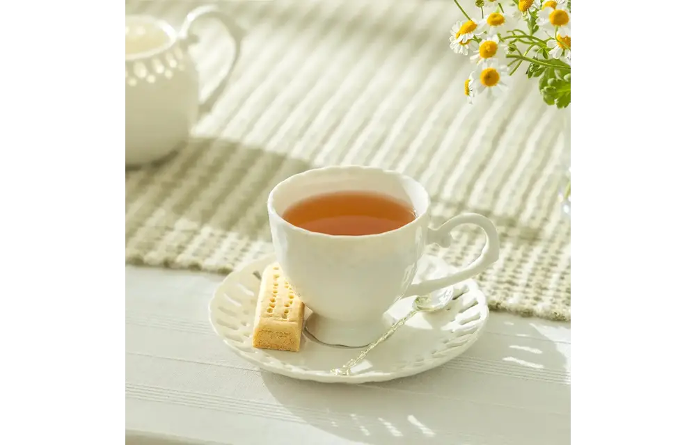 White Heirloom 7oz Fine Porcelain Tea Cup and Saucer