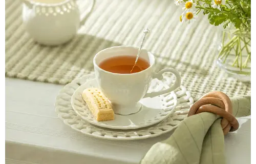 White Heirloom 7oz Fine Porcelain Tea Cup and Saucer