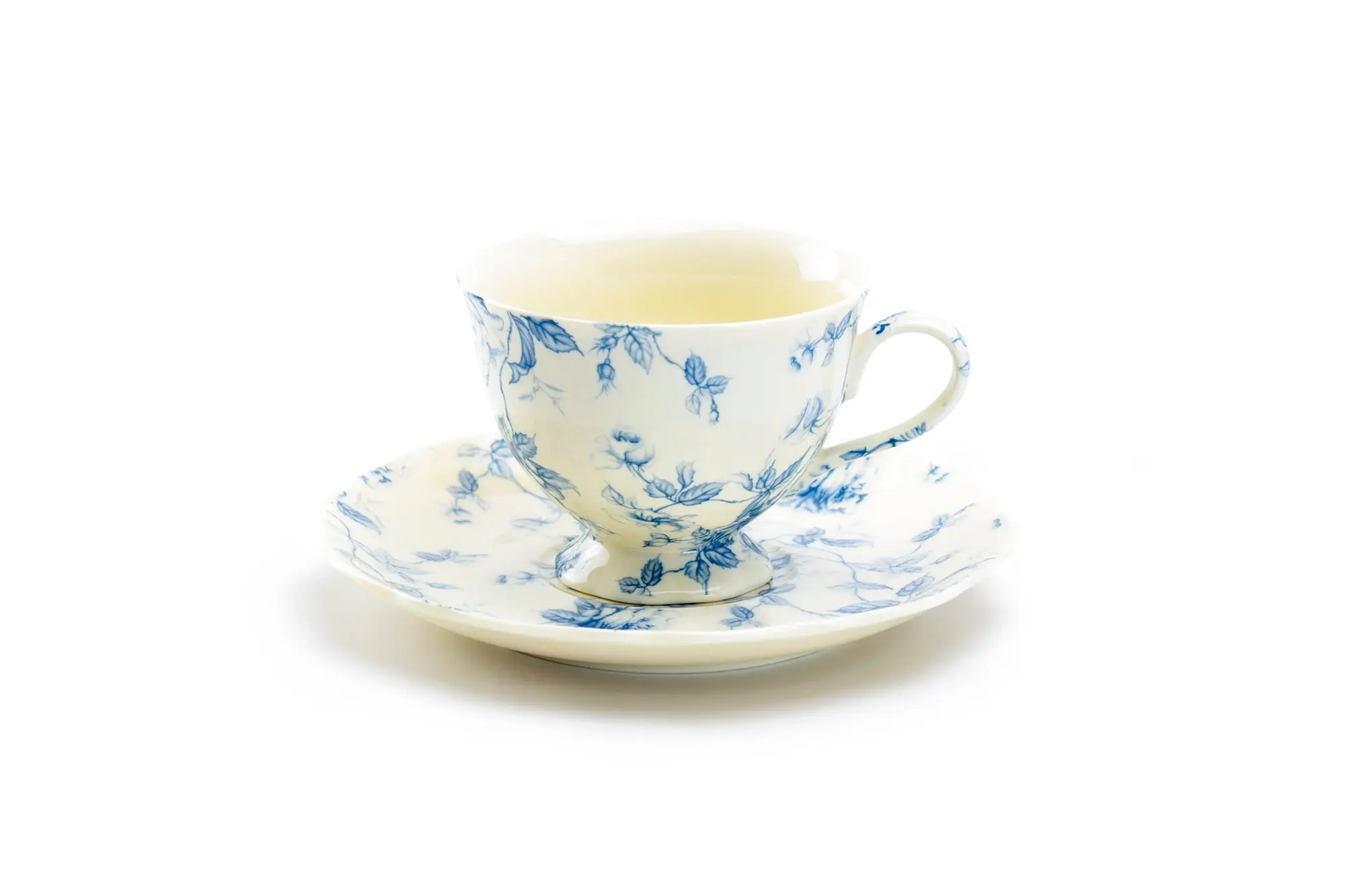 Blue Rose Toile 6oz Fine Porcelain Tea Cup and Saucer