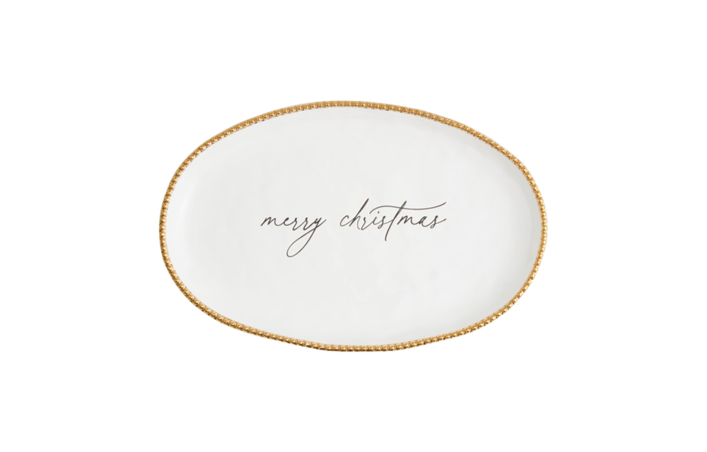 Merry Christmas Gold Bead Platter
