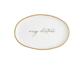 Merry Christmas Gold Bead Platter