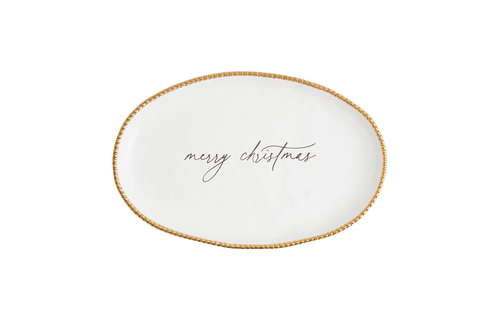Merry Christmas Gold Bead Platter