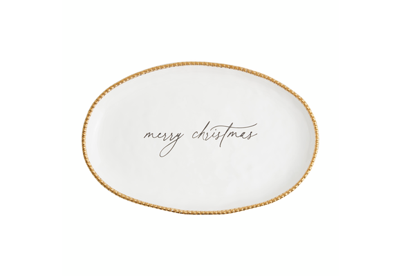 Merry Christmas Gold Bead Platter