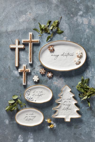 Merry Christmas Gold Bead Platter