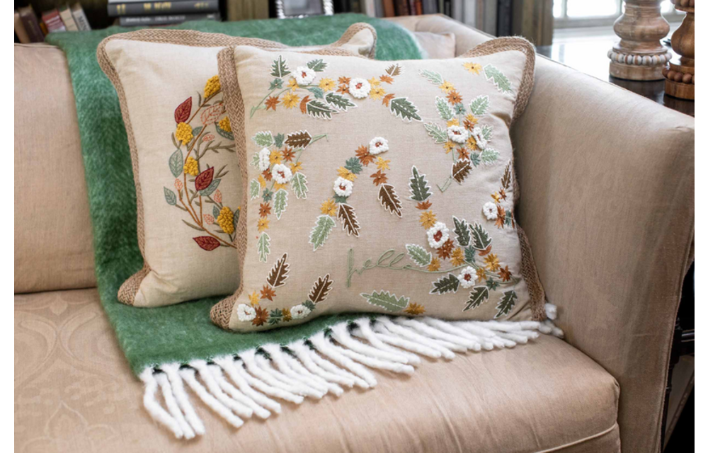 Wreath Fall Leaves Pillow