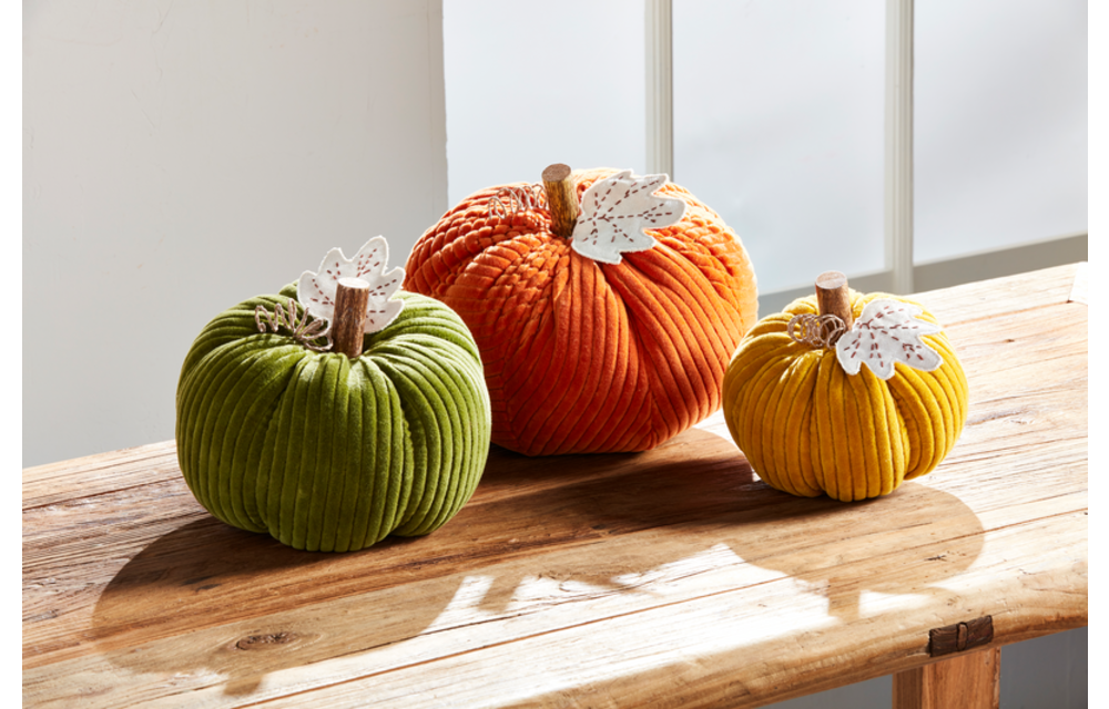 Yellow Corduroy Pumpkin Sitter